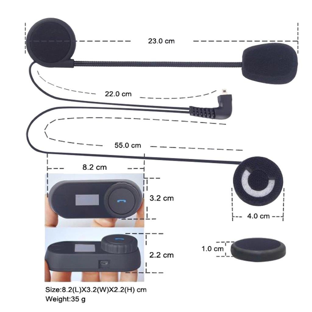 Bluetooth Intercom headset MC / Motorcykel 1000m
