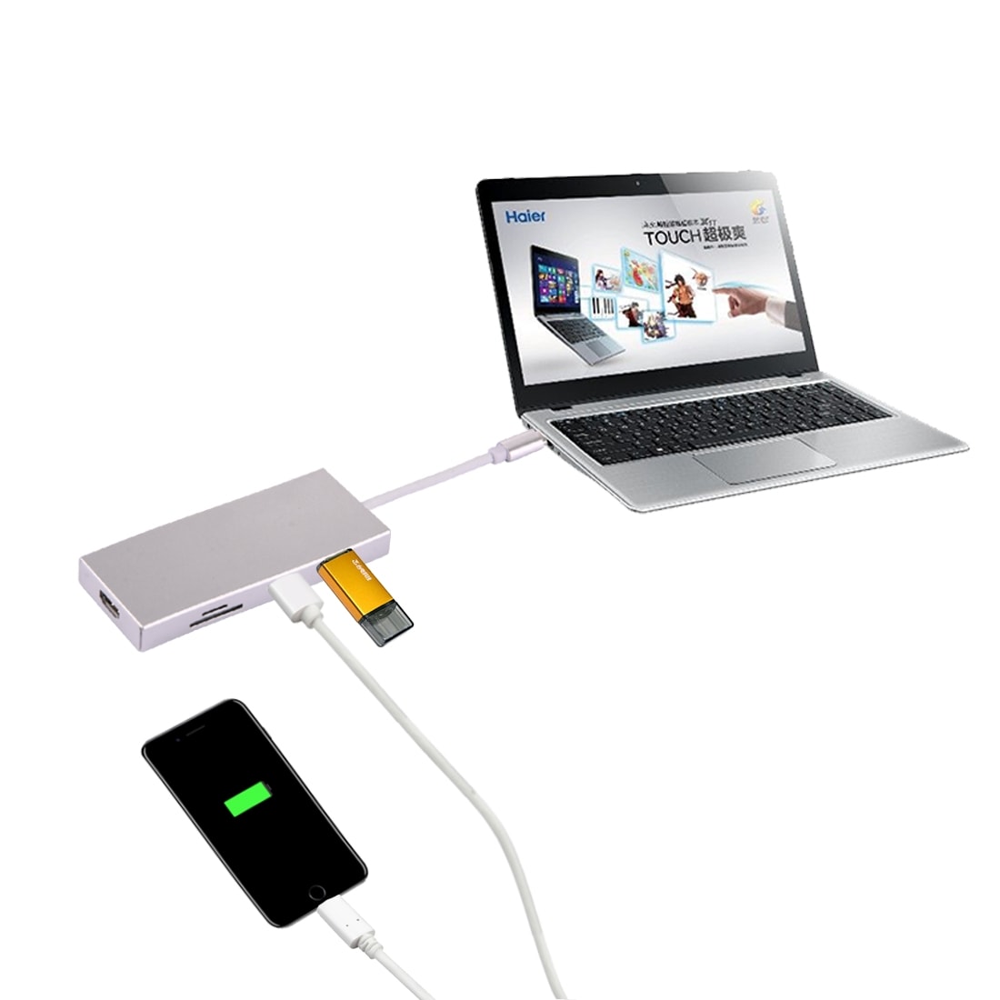 Adapter USB 3.1 Typ-C till HDMI & 3 x USB 3.0 & SD/Micro SD kortläsare