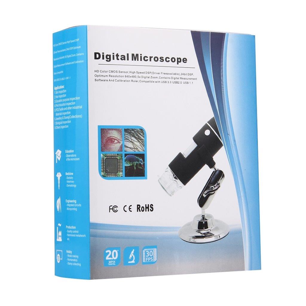 USB Mikroskop 500x 0.3MP 8 LED med ställ