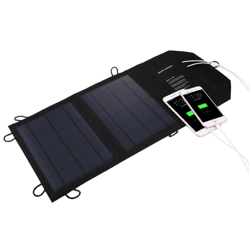 Solcellsladdare till mobil och surfplatta -  2 USB-portar