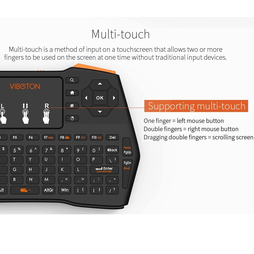 Trådlöst tangentbord + multi-touch-skärm till TV-box/PC