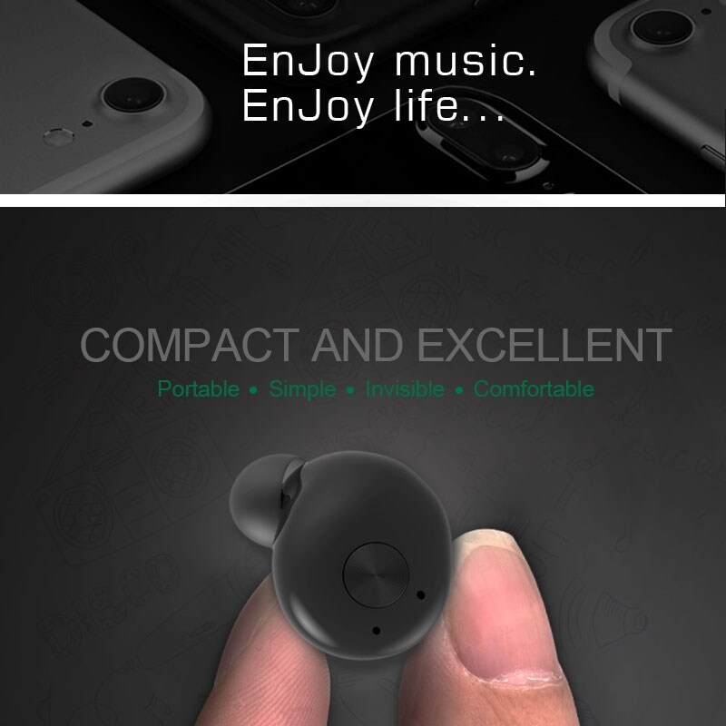 Bluetooth Stereo Earphones Mini In-Ear med laddocka