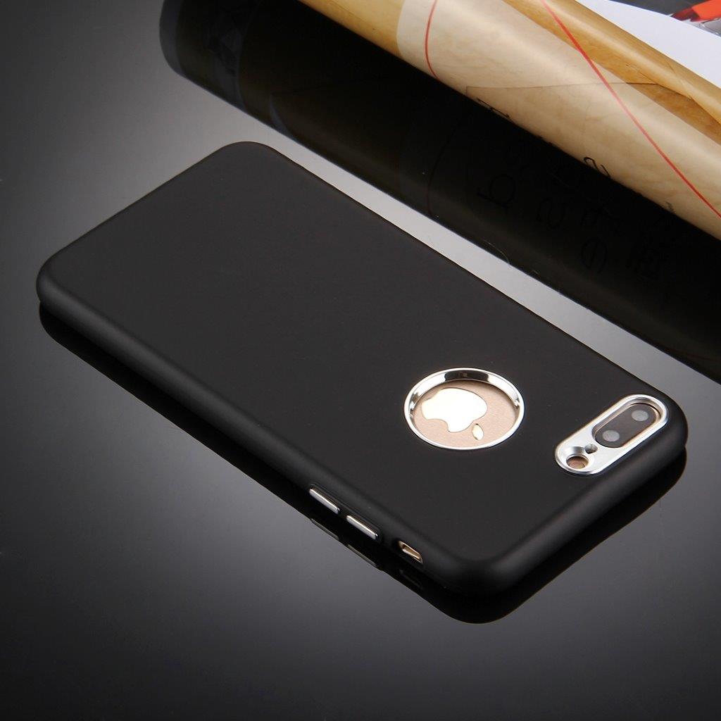 Mobilskal / - fodral, -plånbok med metallknappar för iPhone 8 / 7  Plus - Svart