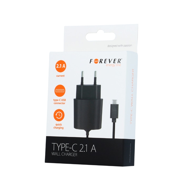 Forever Typ-C Usb Laddare 2,1 A till Sony / Samsung / HTC / Huawei / LG mm