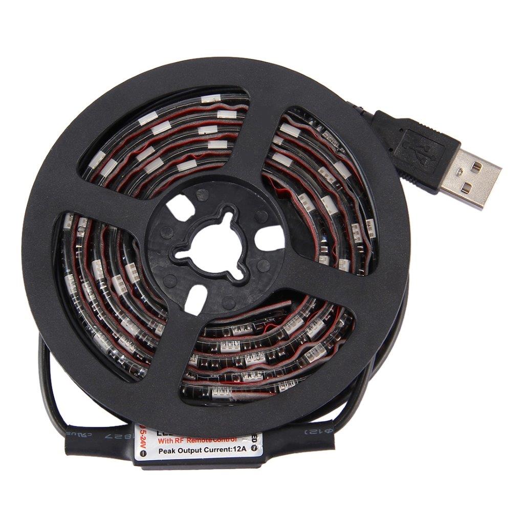 TV-belysning / LED-slinga med fjärr - 12W 60 LEDs SMD 5050 RGB 1x1m