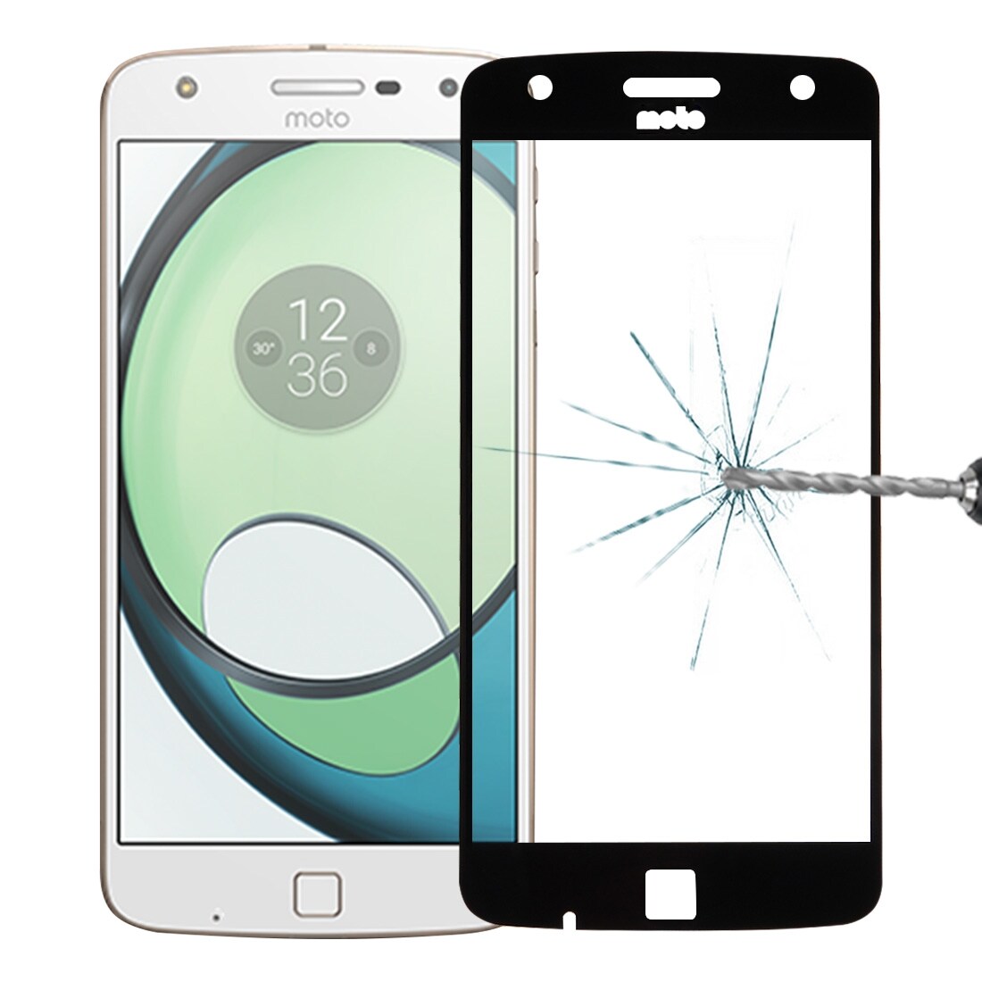 Skärmskydd / displayskydd i härdat glas för Motorola Moto Z Play – fullskärmsskydd