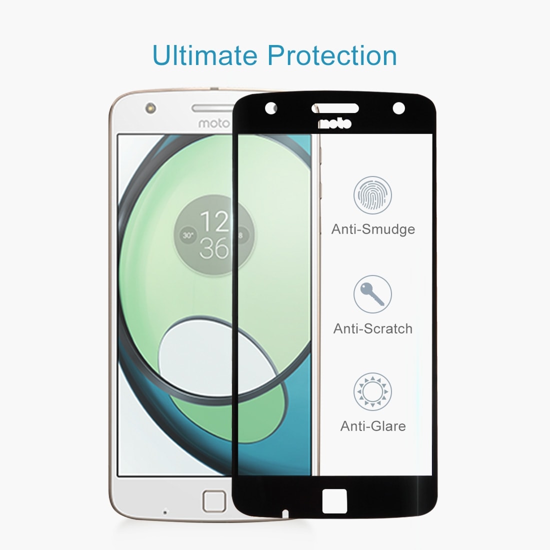 Skärmskydd / displayskydd i härdat glas för Motorola Moto Z Play – fullskärmsskydd