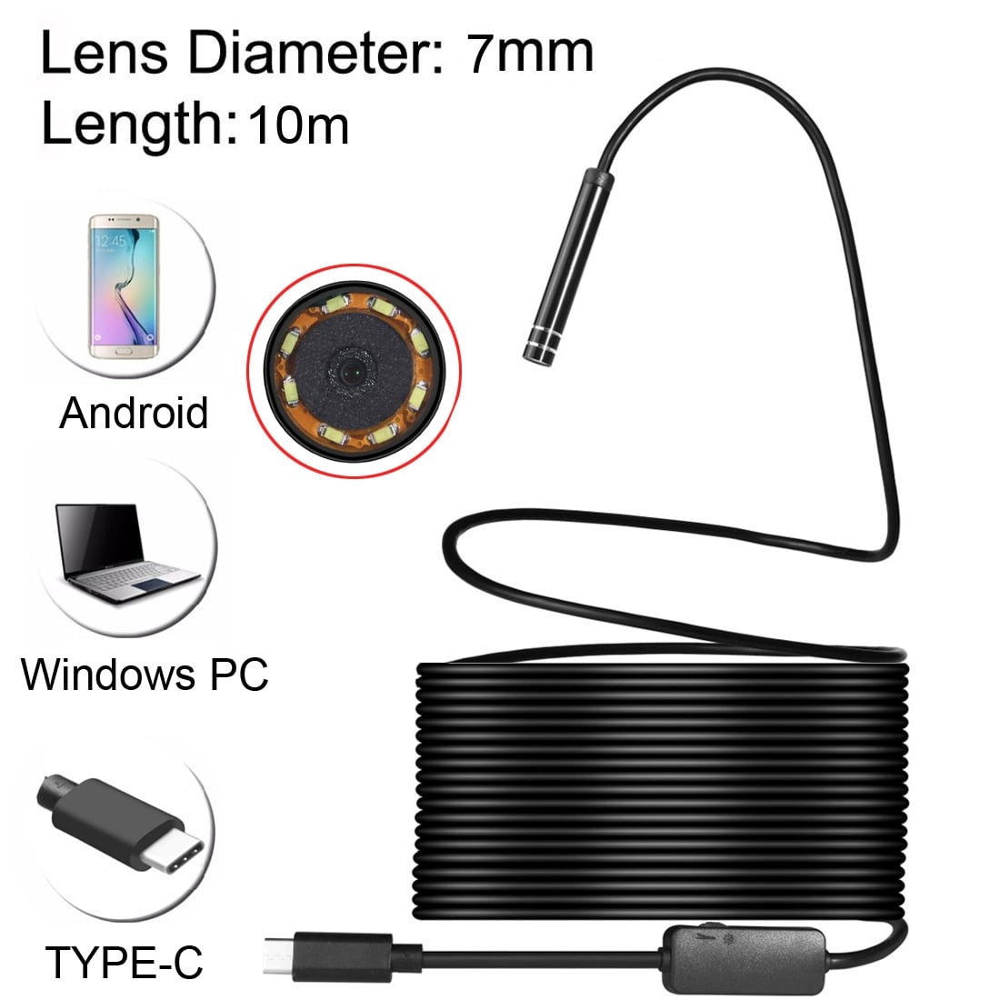 Inspektionskamera USB Typ-C - PC / Android - 10 meter / 7mm