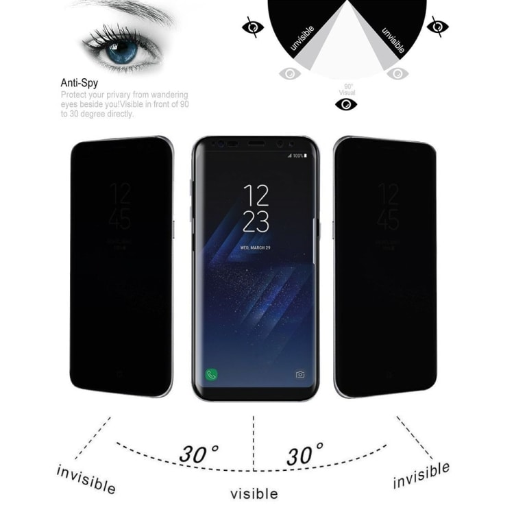 Sekretess skärmskydd / displayskydd i härdat glas Samsung Galaxy S8+