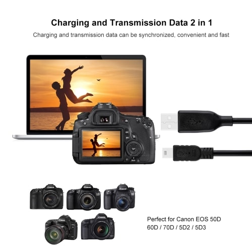 USB-kabel 1 m Mini 5-pin till Canon EOS