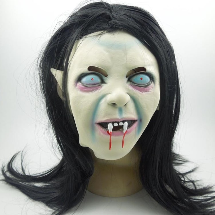 Vampyr-mask med hår – utklädningsdetalj för Halloween o.d