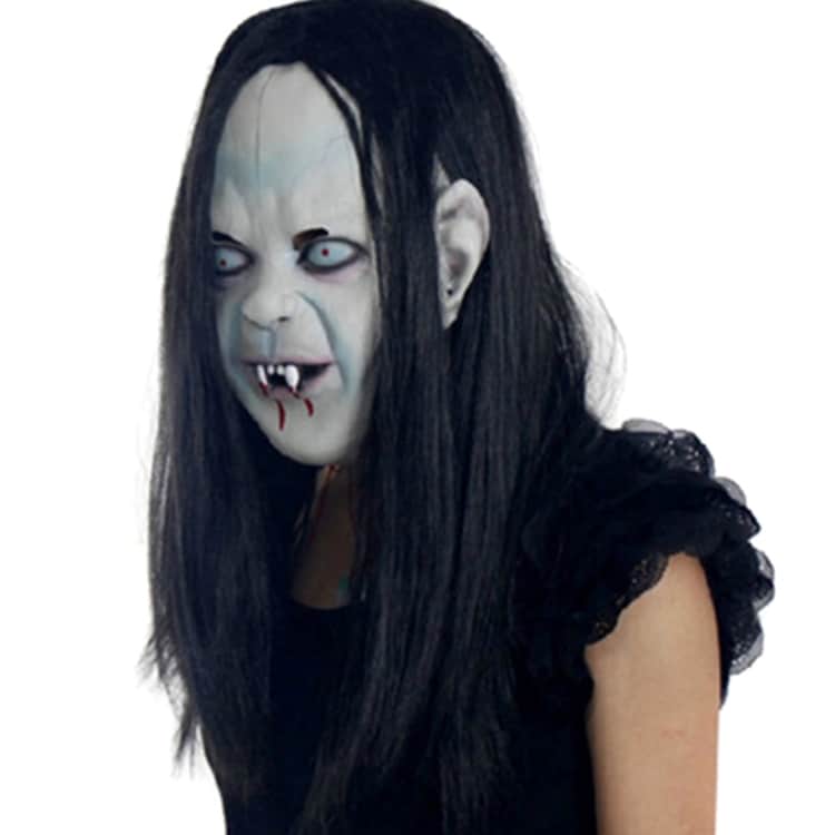 Vampyr-mask med hår – utklädningsdetalj för Halloween o.d