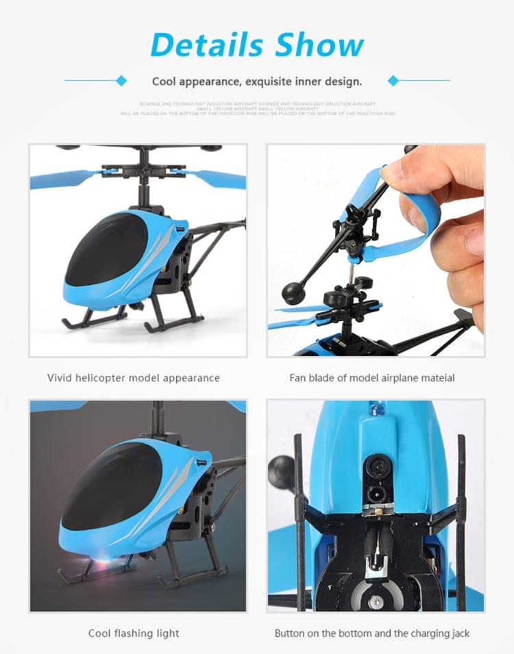 Mini-Helikopter med infraröd sensor och LED-belysning