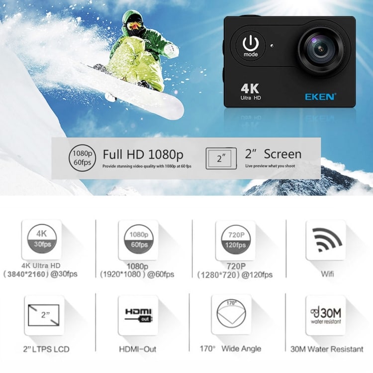 EKEN H9R Ultra HD 4K WiFi Sportkamera med fjärr