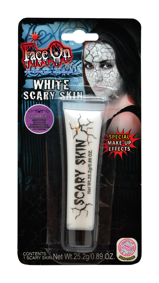 Face On Scary Skin Vit - Ansiktsfärg Halloween