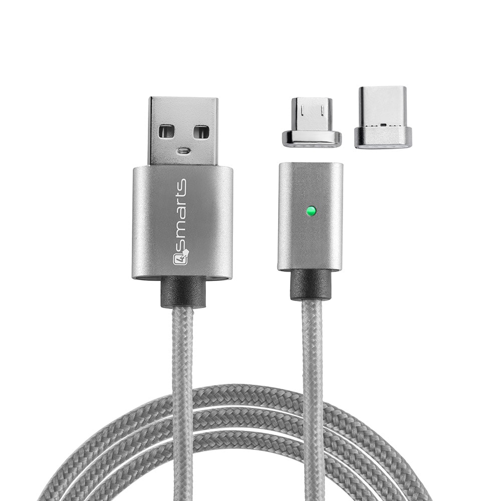 4smarts Magnetic USB Cable GRAVITYCord 1m USB Typ C & MicroUSB