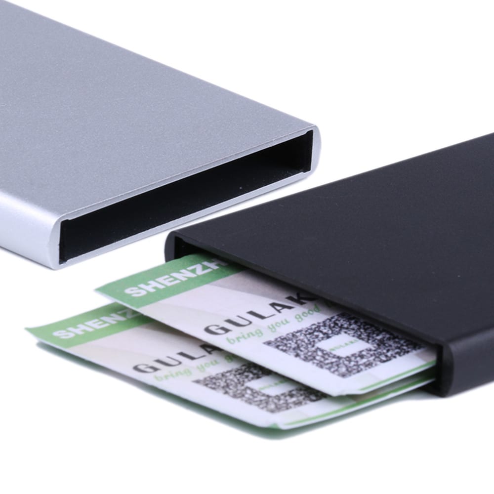 Korthållare kreditfodral RFID-skydd Aluminium Pop-up - Svart