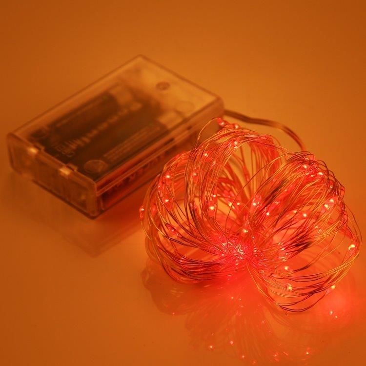 Batteridriven Ljusslinga / Led-slinga 10meter - 100st röda lampor