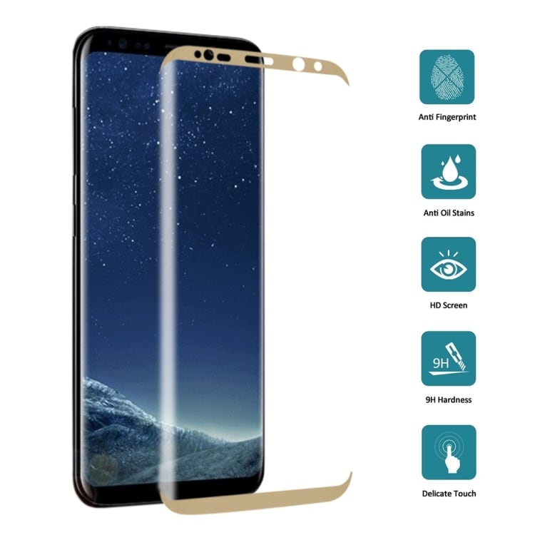 Böjt skärmskydd i härdat glas Samsung Galaxy S8 - Guld
