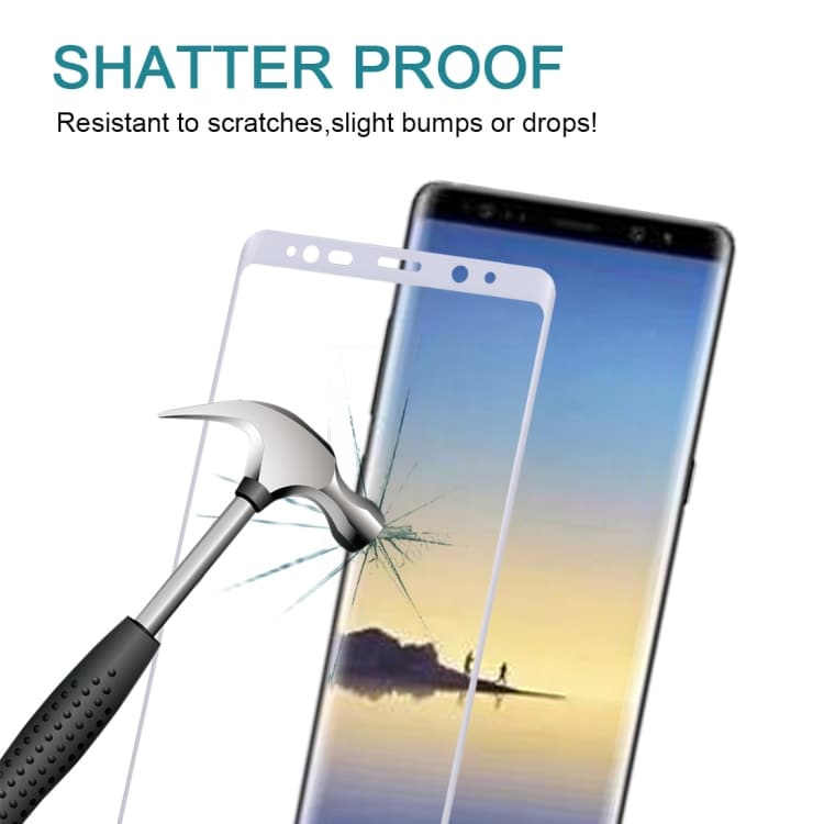 Böjt skärmskydd i härdat glas Samsung Galaxy Note 8 - Vit