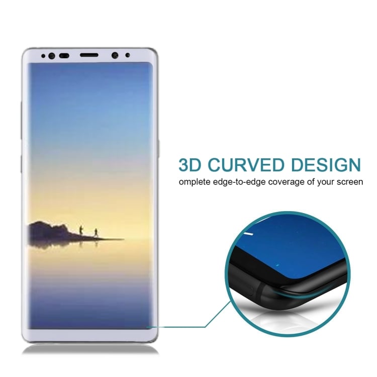 Böjt skärmskydd i härdat glas Samsung Galaxy Note 8 - Vit