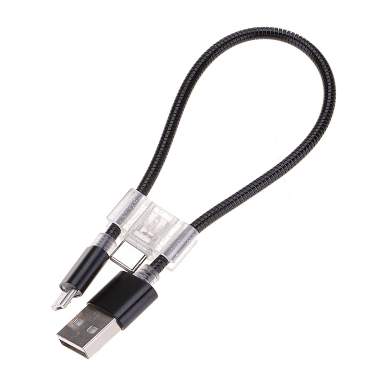 Kort Usbkabel 2A Micro USB + USB-C / Typ-C laddkabel
