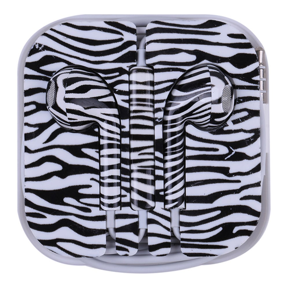 Earpods Zebra - hörlurar med färgglatt mönster