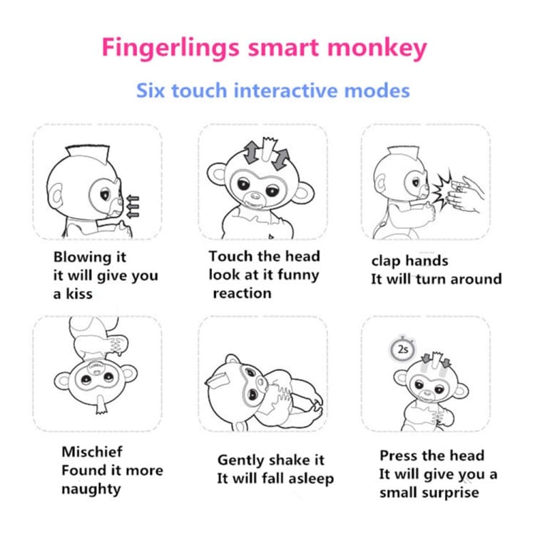 Svart Happy Finger Monkey - Baby Apa