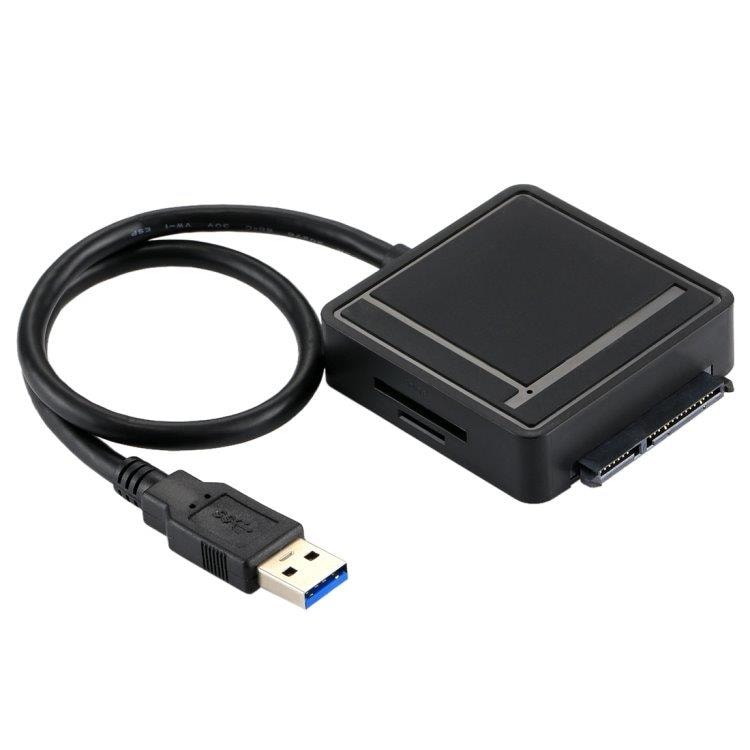 Hårddisk adapter USB 3.0 till SATA 3.0 + 2 USB 3.0 + Kortläsare