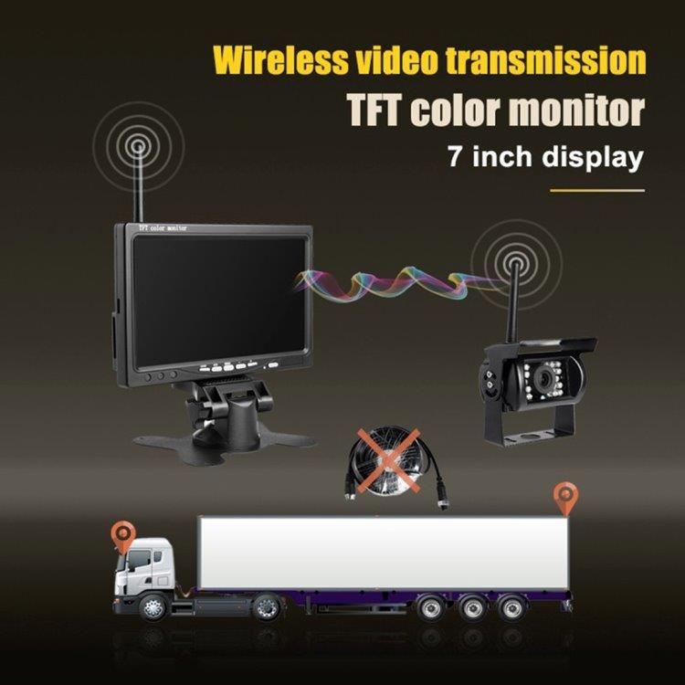 Night vision trådlös backkamera för lastbil – 7 tums monitor