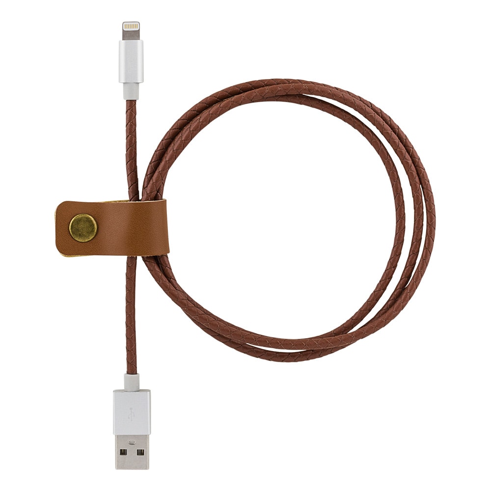STREETZ Magnetisk USBsynk/ laddarkabel, Lightning Brun/Läder
