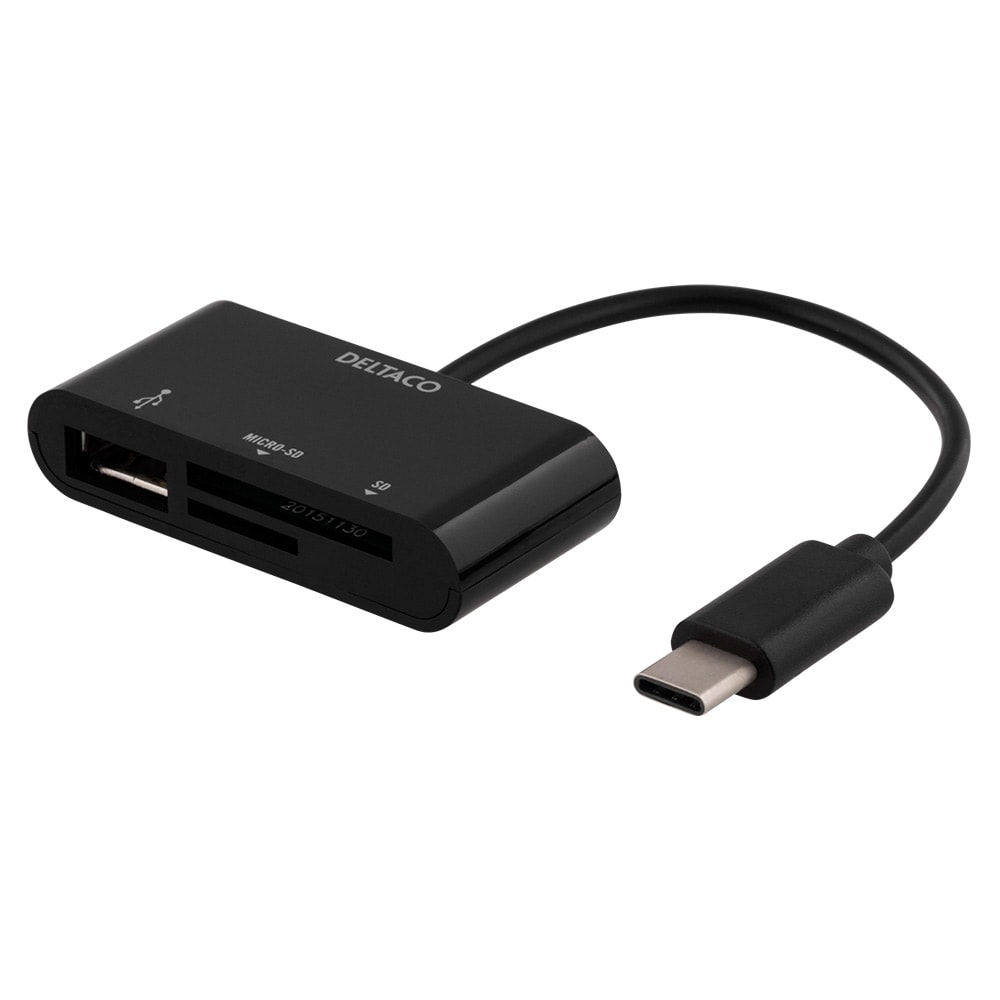 SD/micro SD adapater med USB-A port Svart