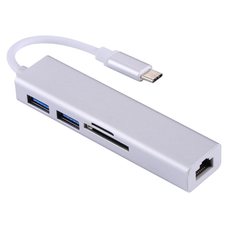 Adapter USB-C till nätverk och 2 x USB 3.0 & Micro SD usb hubb