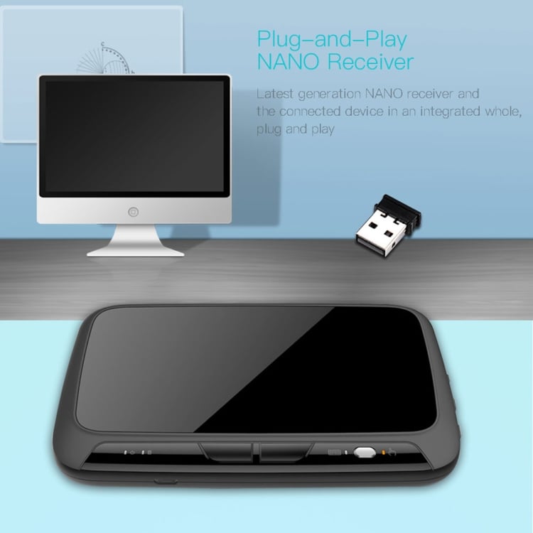 Trådlöst Mini Tangentbord med Full Touchpad & Justerbar belysning