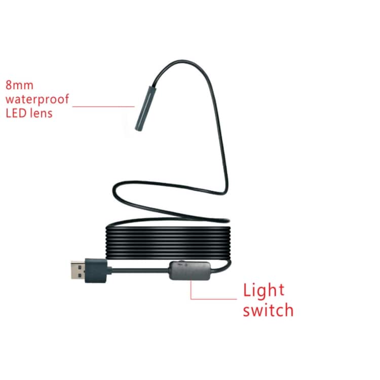 Styv Trådlös Inspektionskamera 1200P HD WiFi Endoskop8 LED - 3,5 Meter