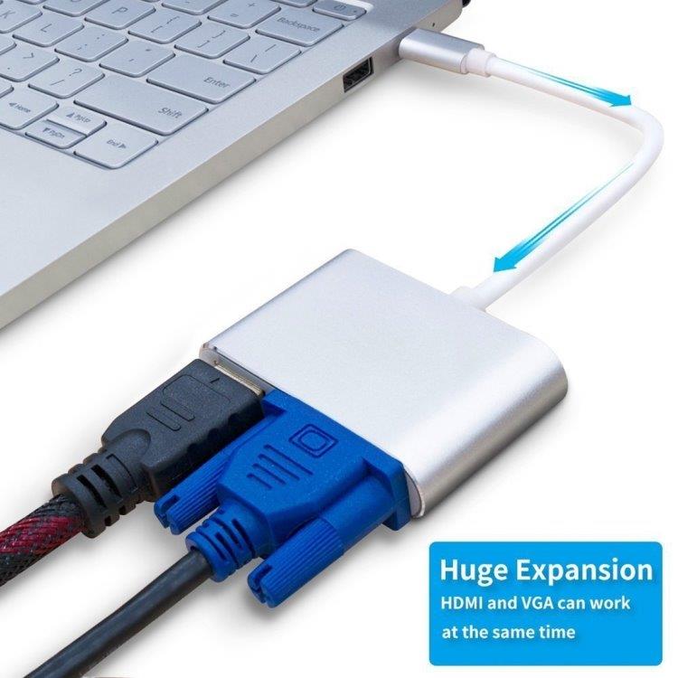 Omvandlare / Adapter VGA & HDMI till USB-C / Typ-C Hub