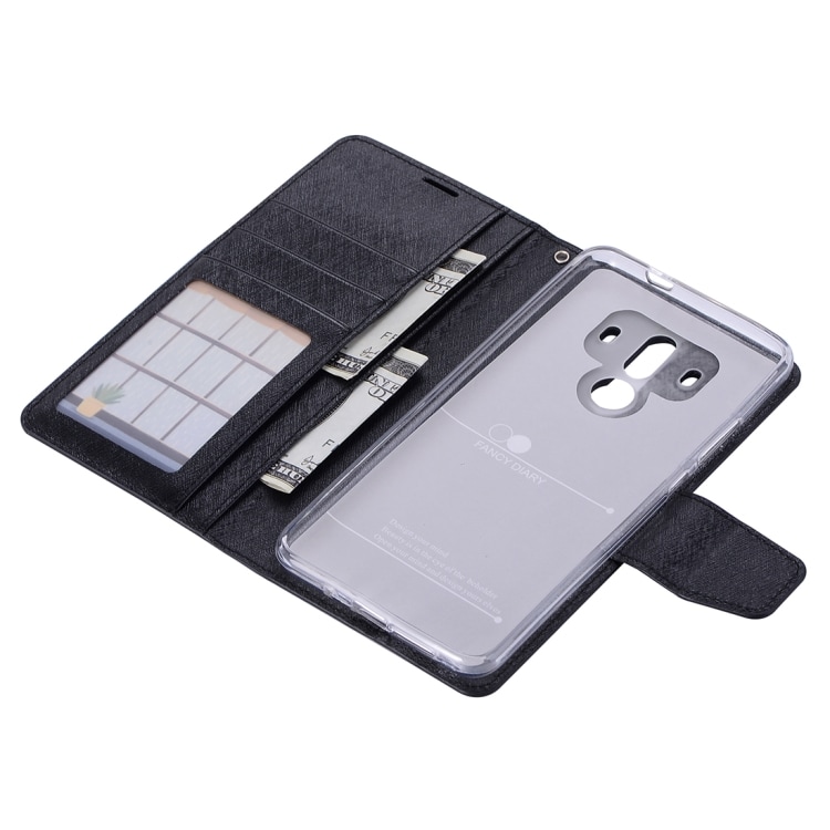 Plånboksfodral / mobilplånbok för Huawei Mate 10 Pro med hållare - Svart