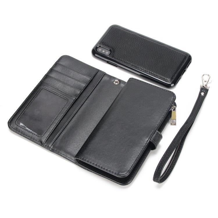 Plånbok med magnetskal iPhone X/XS - Myntfack, kortuttag och rem