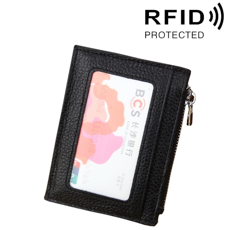 RFID Plånbok med dragkedja - 5 fack för kort