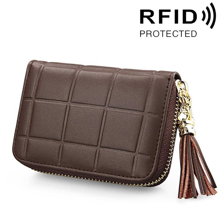 RFID Handväska med dragkedja - 15 fack för kort