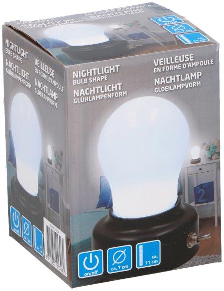 Glödlampsformad nattlampa