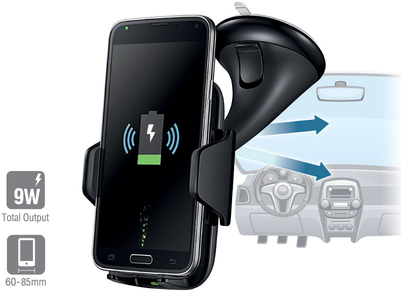 VoltBeam mobilhållare med trådlös snabbladdare  9W - Svart