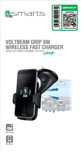 VoltBeam mobilhållare med trådlös snabbladdare  9W - Svart