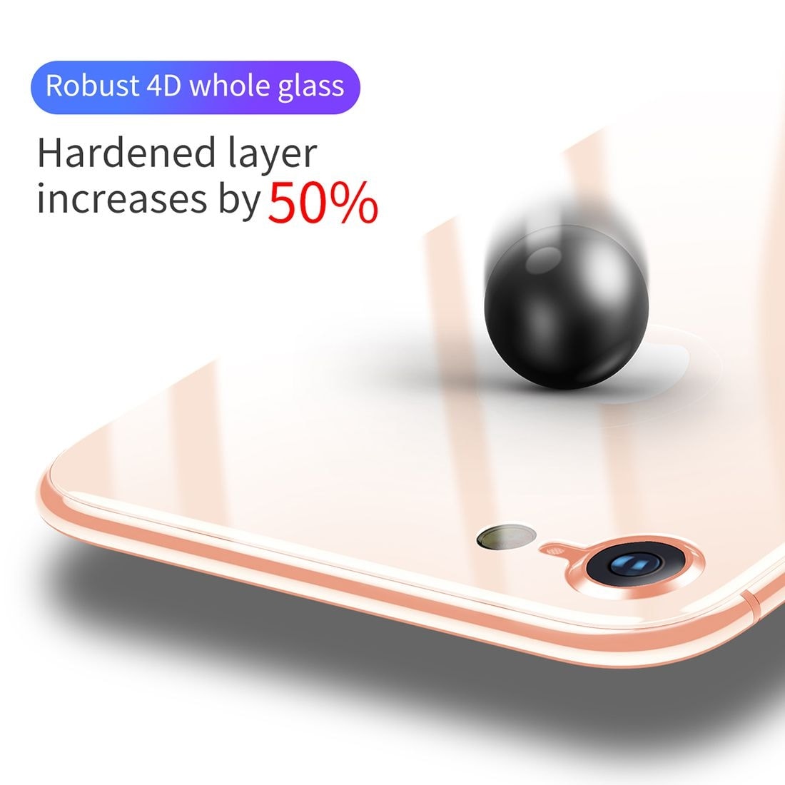 Baseus skärmskydd / baksides-skydd i Härdat Glas för iPhone 8 - Guld