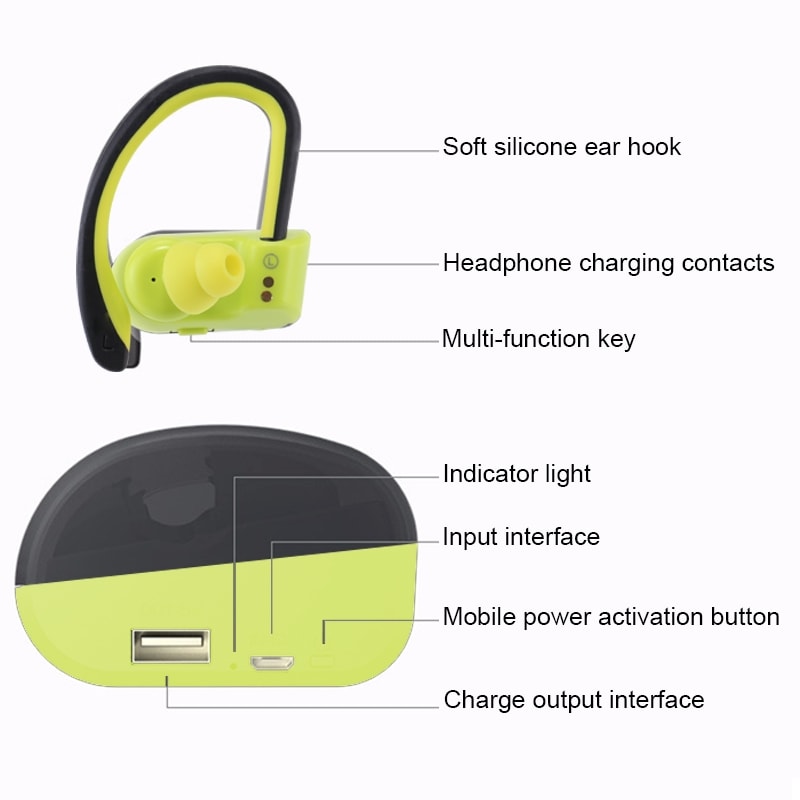 ZEALOT separata hörlurar för Sport Bluetooth med laddbox