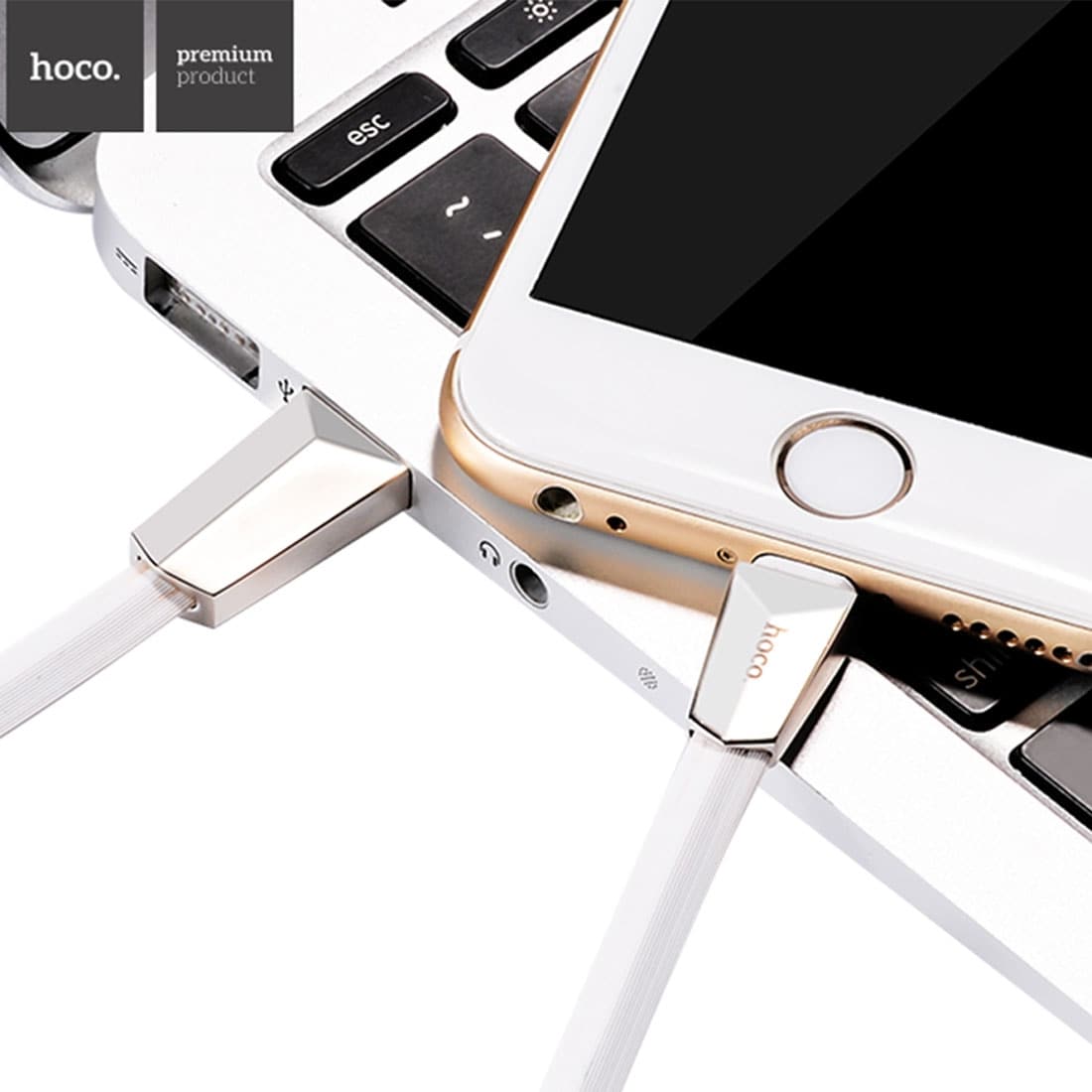 Hoco USB-laddkabel för iPhone 6, 7, 8 och X – Vit