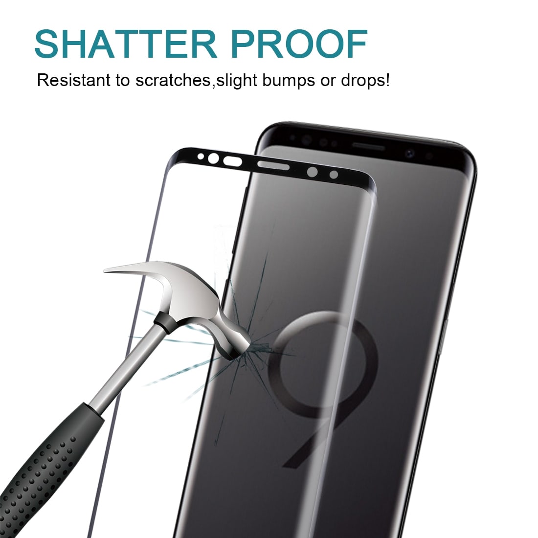 Böjt fullskärmskydd i härdat glas för Samsung Galaxy S9 – Svart