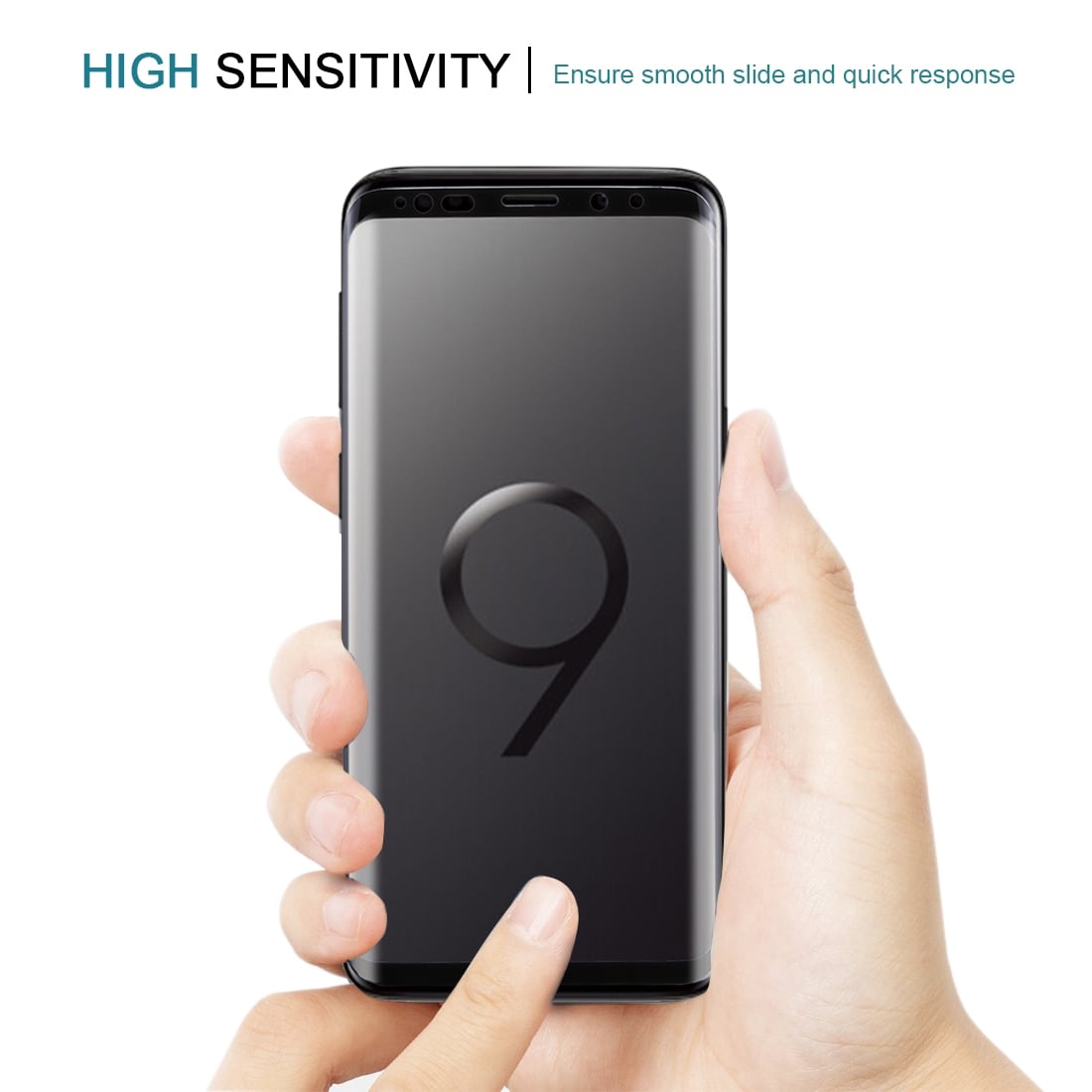 Böjt fullskärmskydd i härdat glas för Samsung Galaxy S9 – Svart