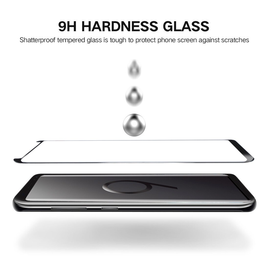 Skärmskydd / displayskydd i härdat Glas Samsung Galaxy S9 – Svart