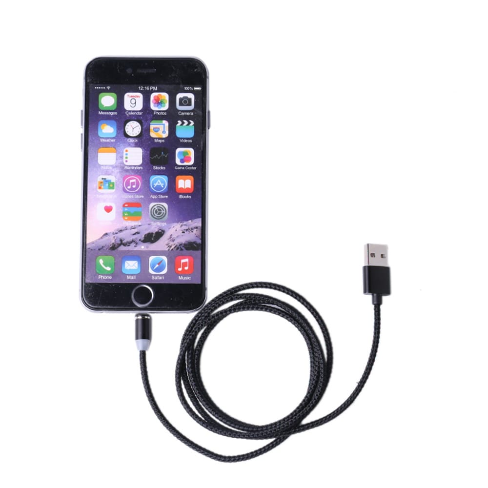 Magnetisk laddkabel till Mobiltelefon - iPhone + Micro-Usb + Usb Typ-C, 1m